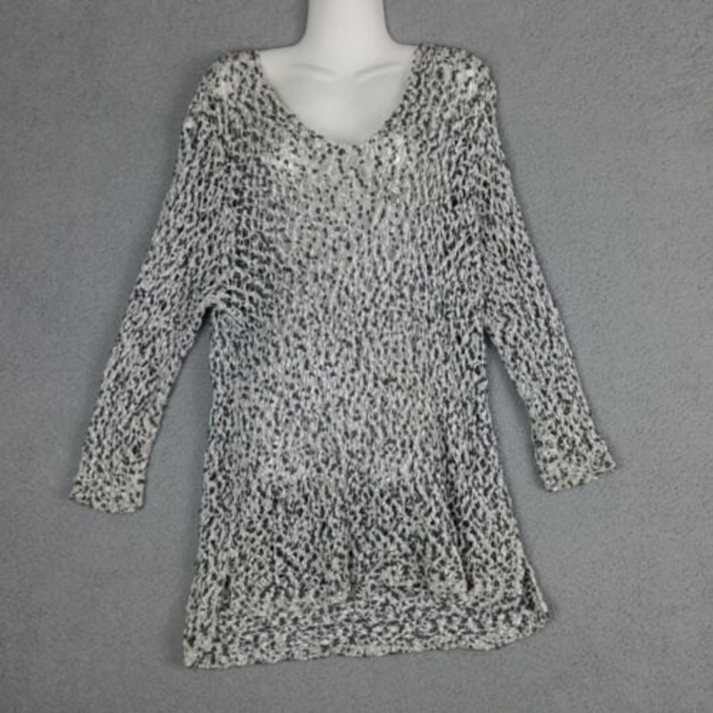 J Jill Size L Women's 100% Cotton Open Knit Pullover Sweater